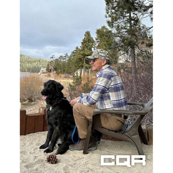 CQR Mens All Cotton Flannel Shirt Long Sleeve Brushed Soft Plaid Cream Blue XL - Picture 4 of 8